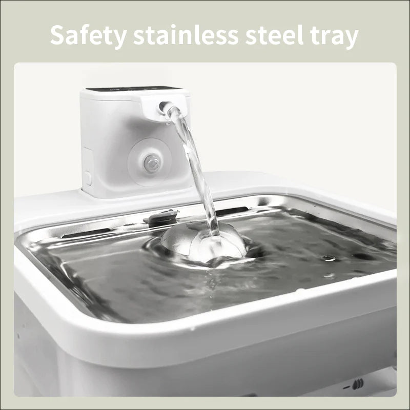 Smart Pet Water Fountain with Stainless Steel Tray
