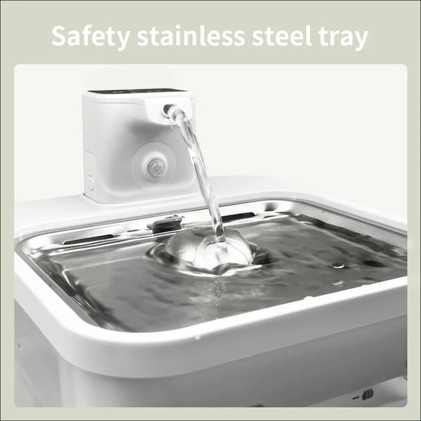 Smart Pet Water Fountain with Stainless Steel Tray