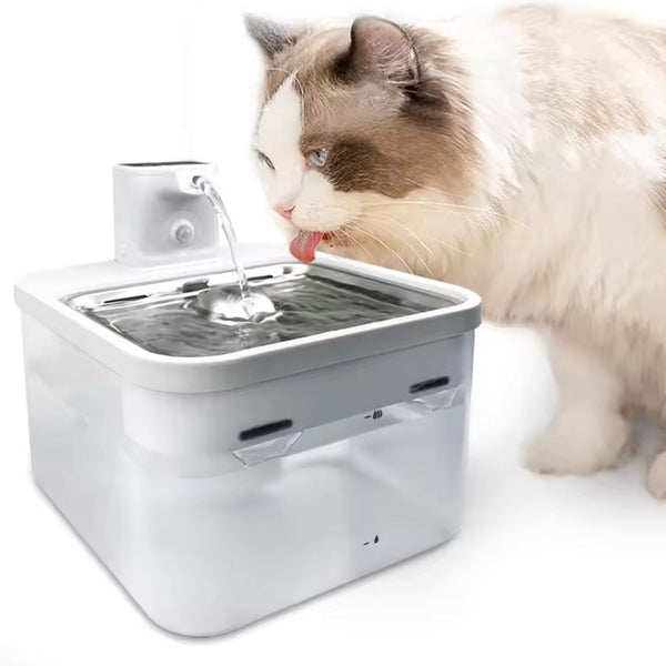 Smart Pet Water Fountain with Stainless Steel Tray
