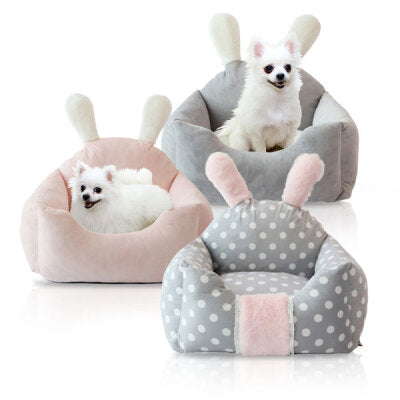 Rabbit Ears Plush Dog Bed