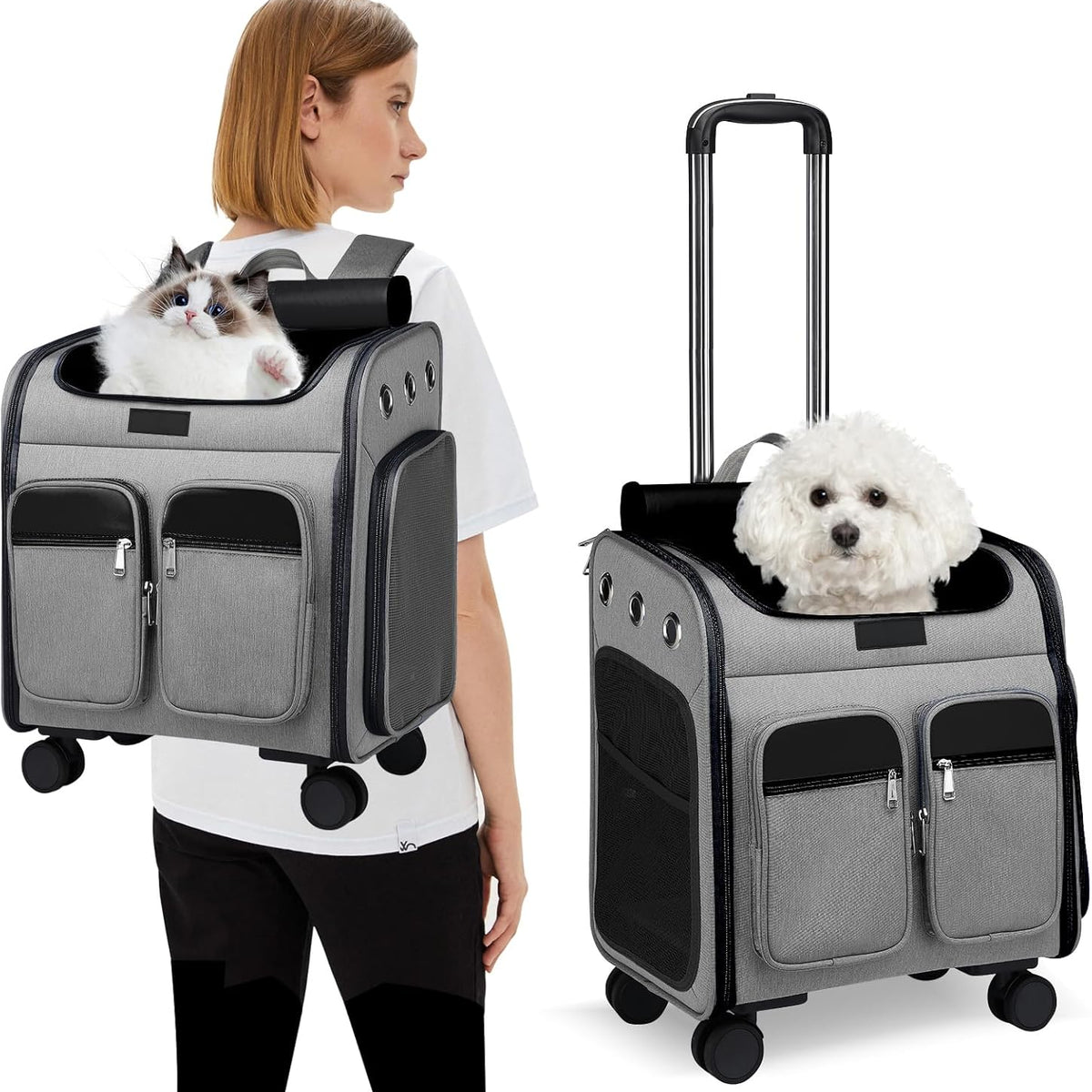 Foldable Pet Backpack with Wheels