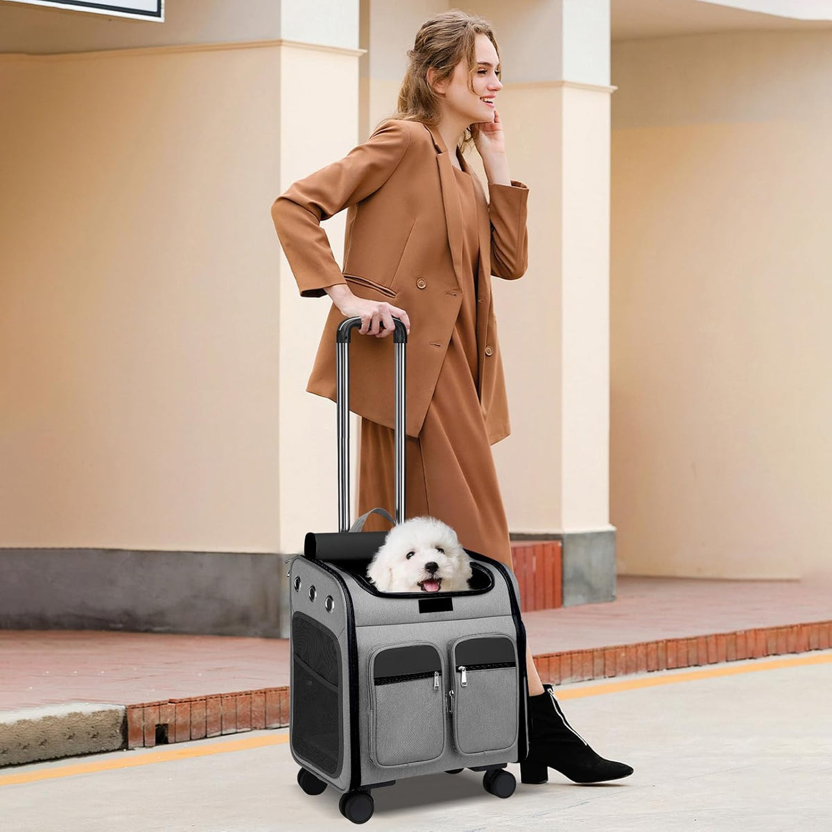 Foldable Pet Backpack with Wheels