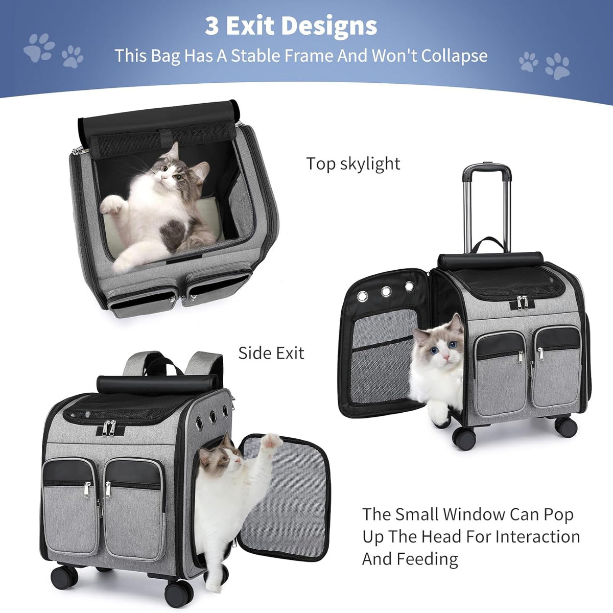 Foldable Pet Backpack with Wheels