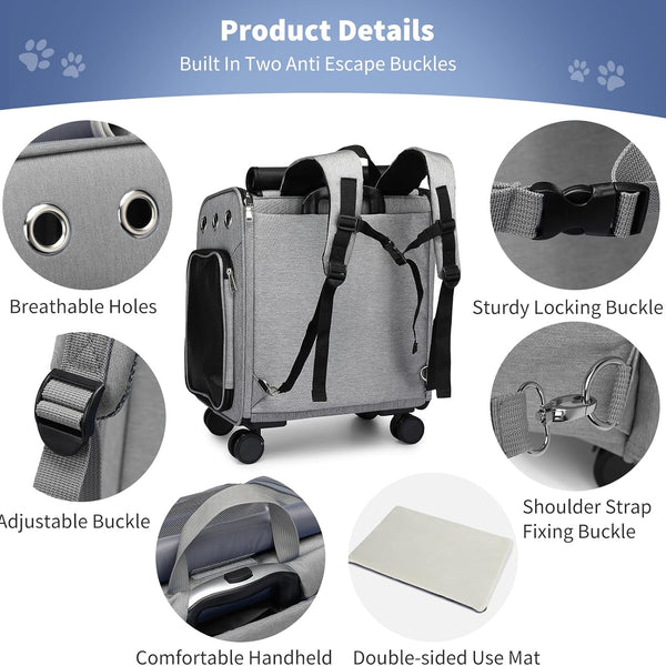Foldable Pet Backpack with Wheels