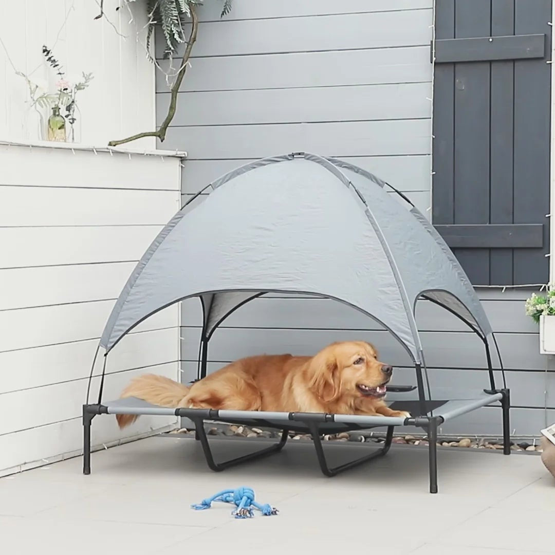 Elevated Outdoor Dog Bed with Canopy