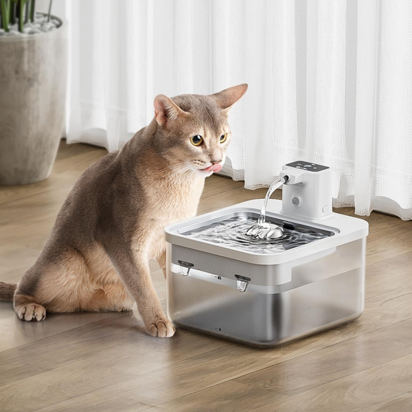 Smart Pet Water Fountain with Stainless Steel Tray
