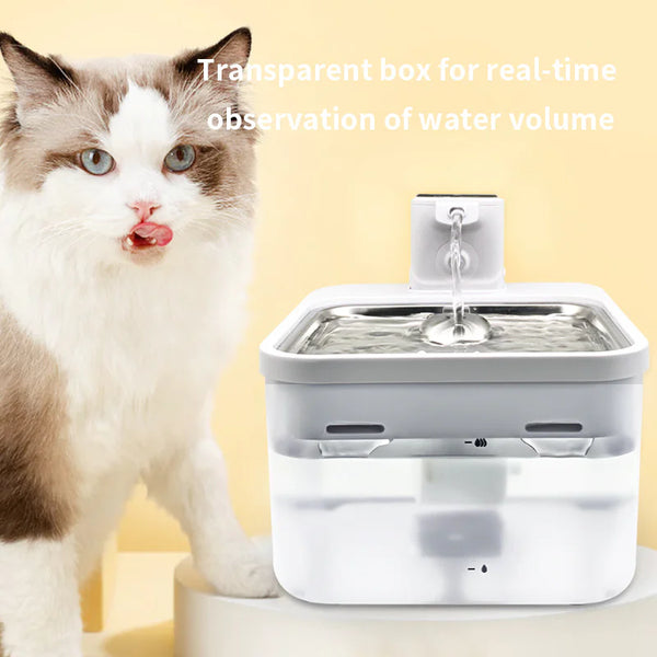 Smart Pet Water Fountain with Stainless Steel Tray