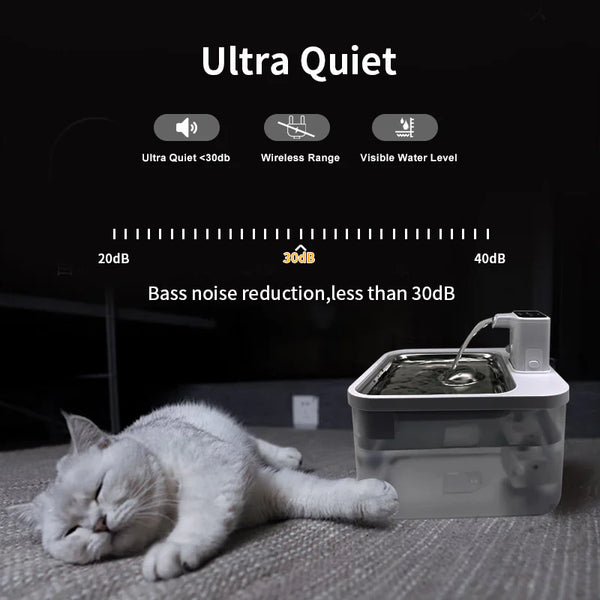 Smart Pet Water Fountain with Stainless Steel Tray
